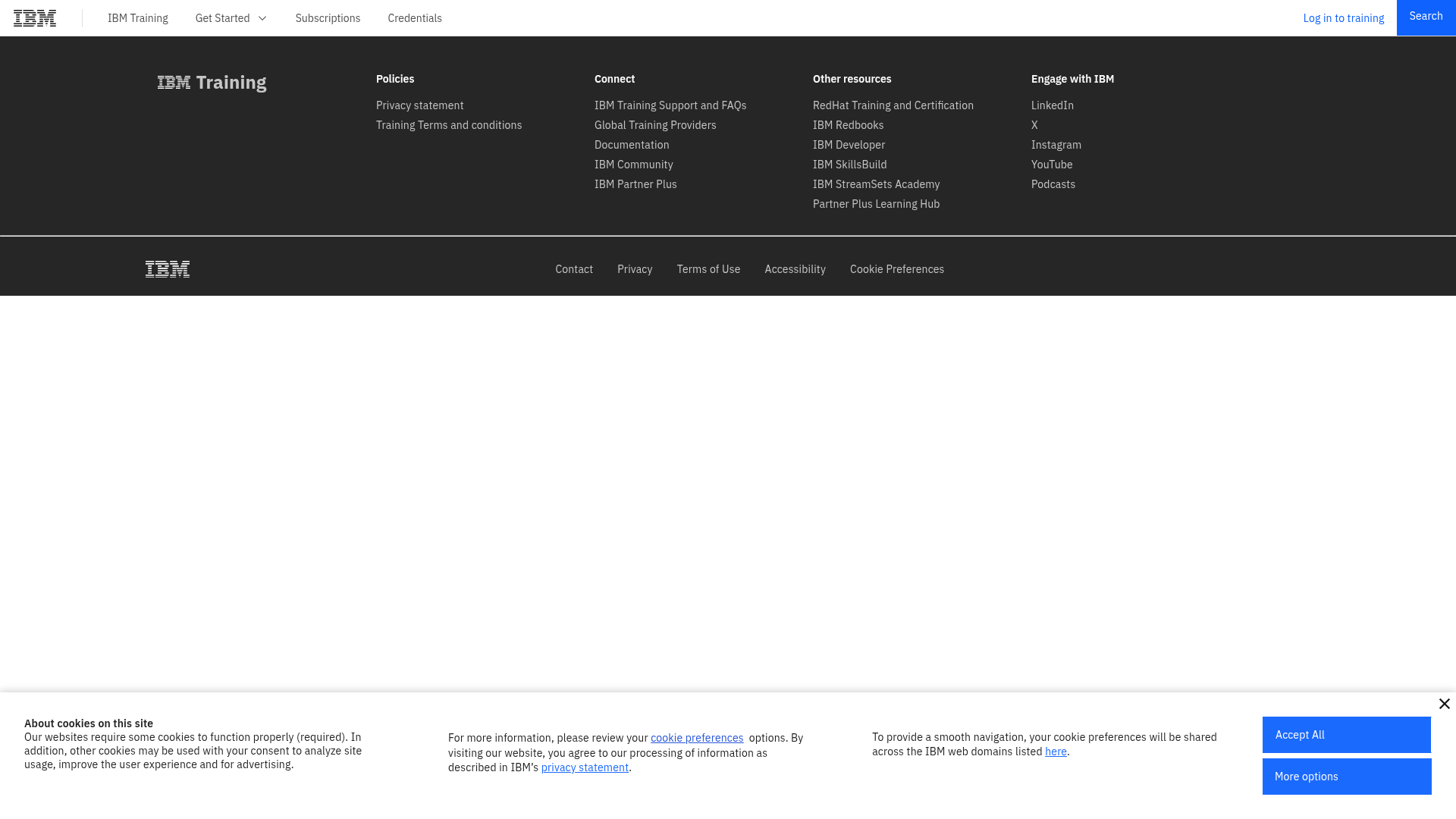 Preview of the official IBM credential information page